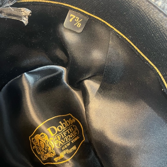 DOBBS Fifth Avenue Fedora Hat Men’s Gray Tweed Feather Size 7 3/8 Vintage - Picture 5 of 5